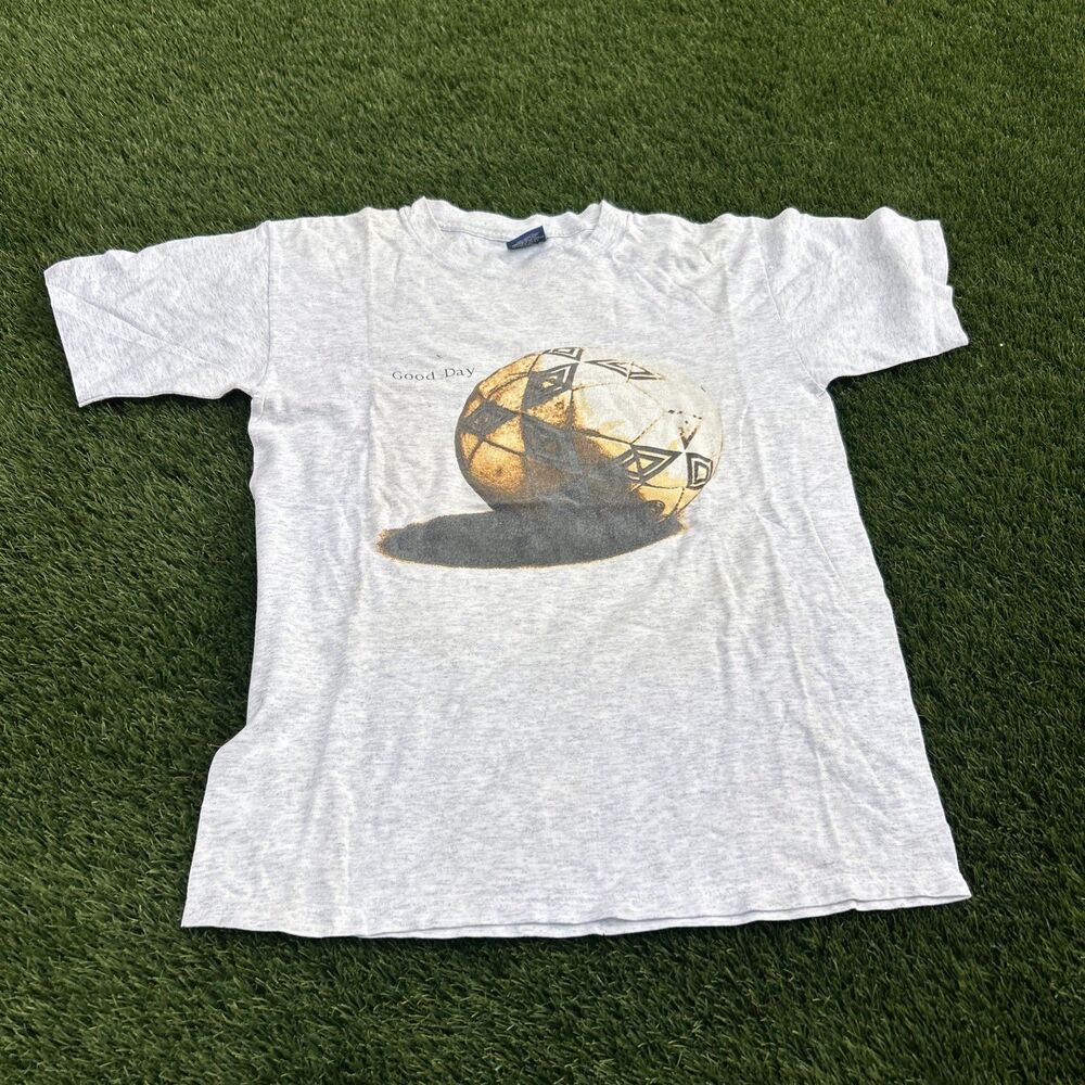 Vintage 90s UMBRO Soccer T Shirt Tee Mens Size Medium Gray Bad Day USA